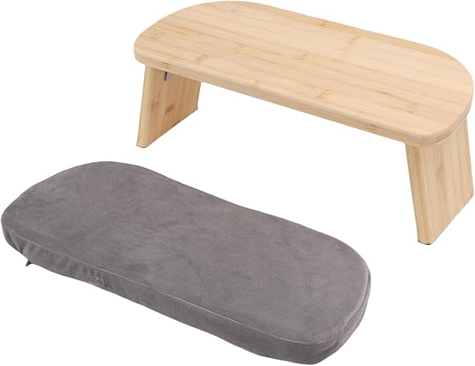 Zerodis Yoga Meditation Bench Meditation Benches Zen Stool Prayer Bench with Cotton Cushion and Nonslip Pads for Home Relaxation Tea Ceremony Yoga Modern