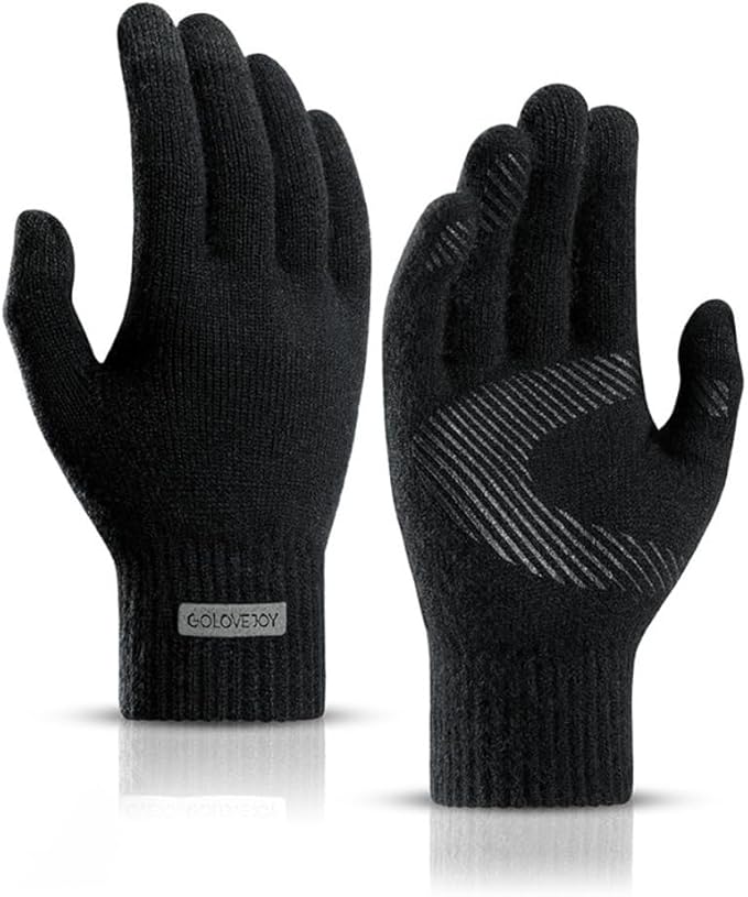 Black Winter Warm Gloves for Men Women Windproof Waterproof Thermal Touchscreen for Cycling Biking Sports Outdoor Work