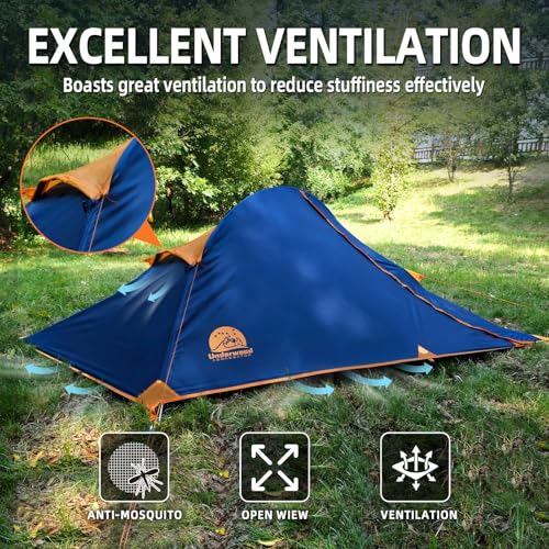 1 Person Backpacking Tent for Camping - Ultralight Waterproof Outdoor One Person Tent, Windproof Rainproof Compact Single ...