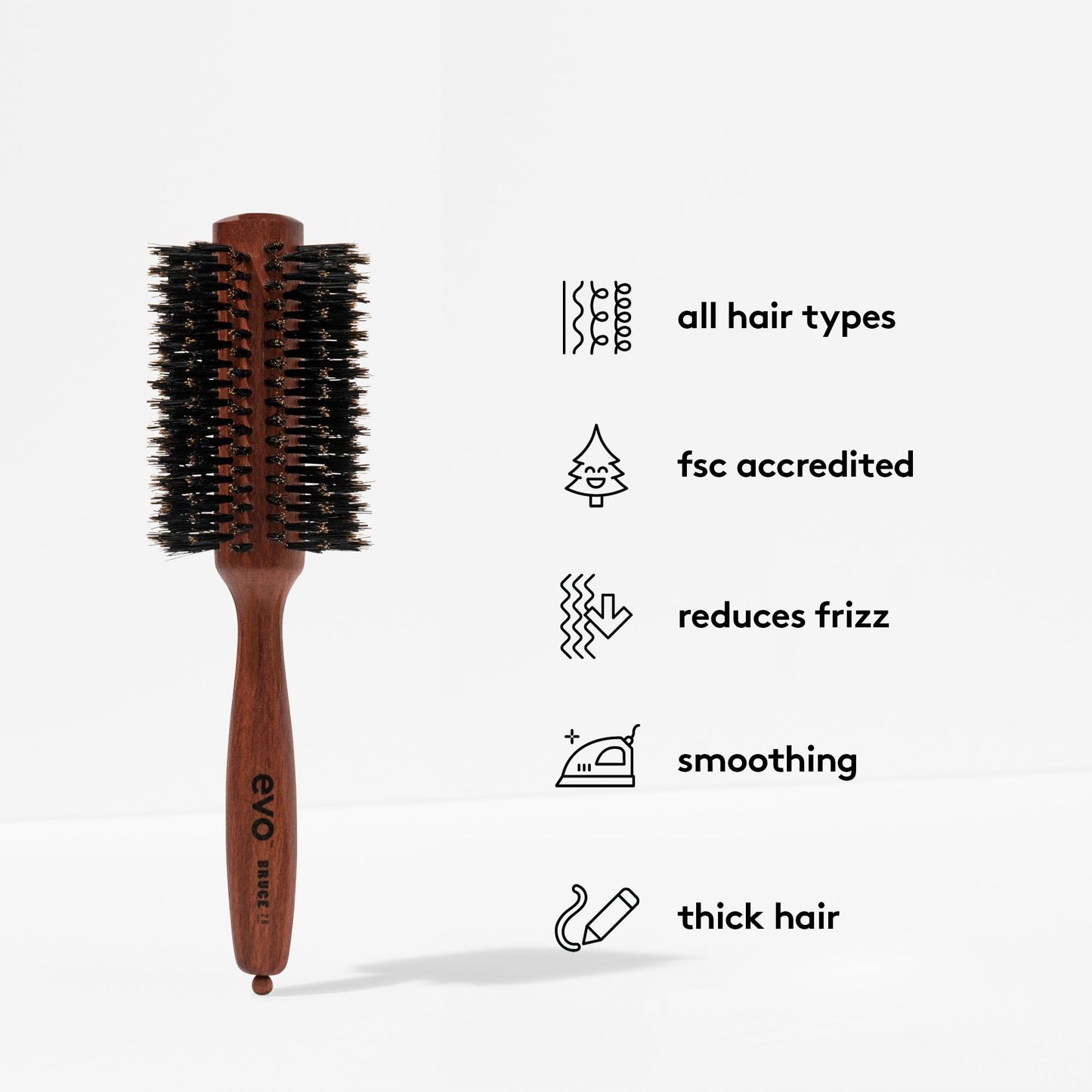 EVO Bruce Natural Bristle Radial Brush, 28