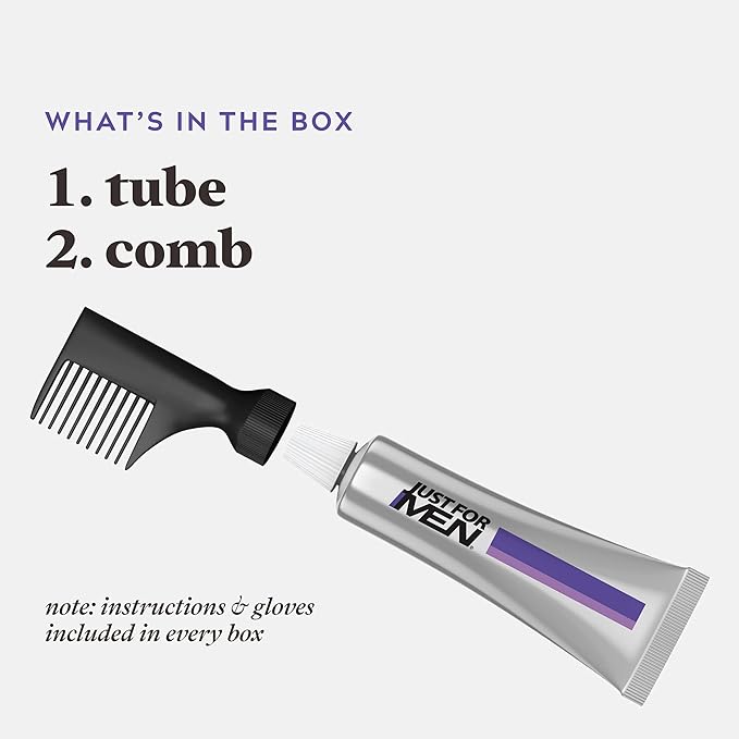 Just For Men Touch of Gray, Mens Hair Color Kit with Comb Applicator for Easy Application, Great for a Salt and Pepper Look - Dark Brown, T-45, Pack of 1