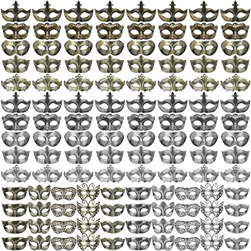 Lenwen 120 Pcs Masquerade Mask Bulk Vintage Antique Masks for Women Men Couple Party Venetian Halloween Costumes Party