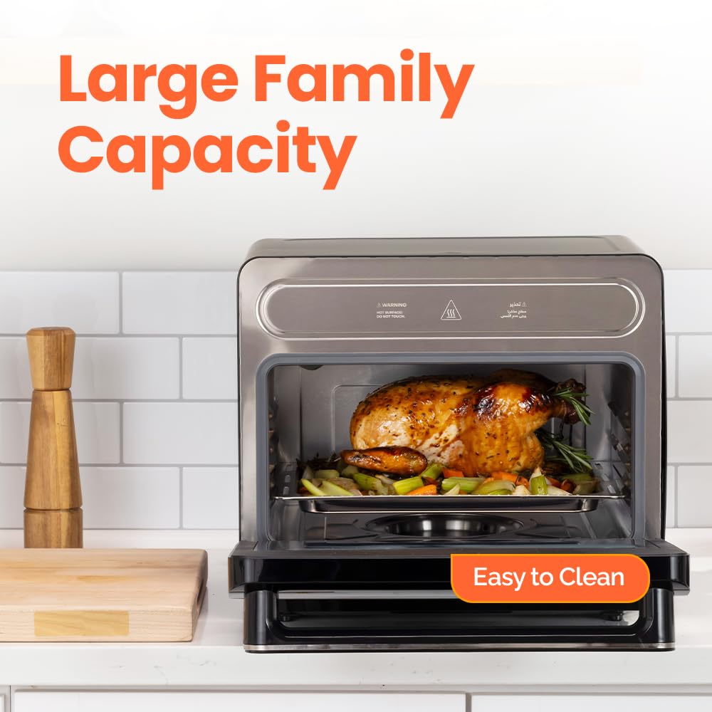 Nutricook Steami 24L Steam Air Fryer Oven – 11-in-1 Convection Countertop Multi-Cooker with Real Steam Tech, Air Fry, Bake, Roast, Dehydrate, Sterilize, Stainless Steel Interior – 1600W