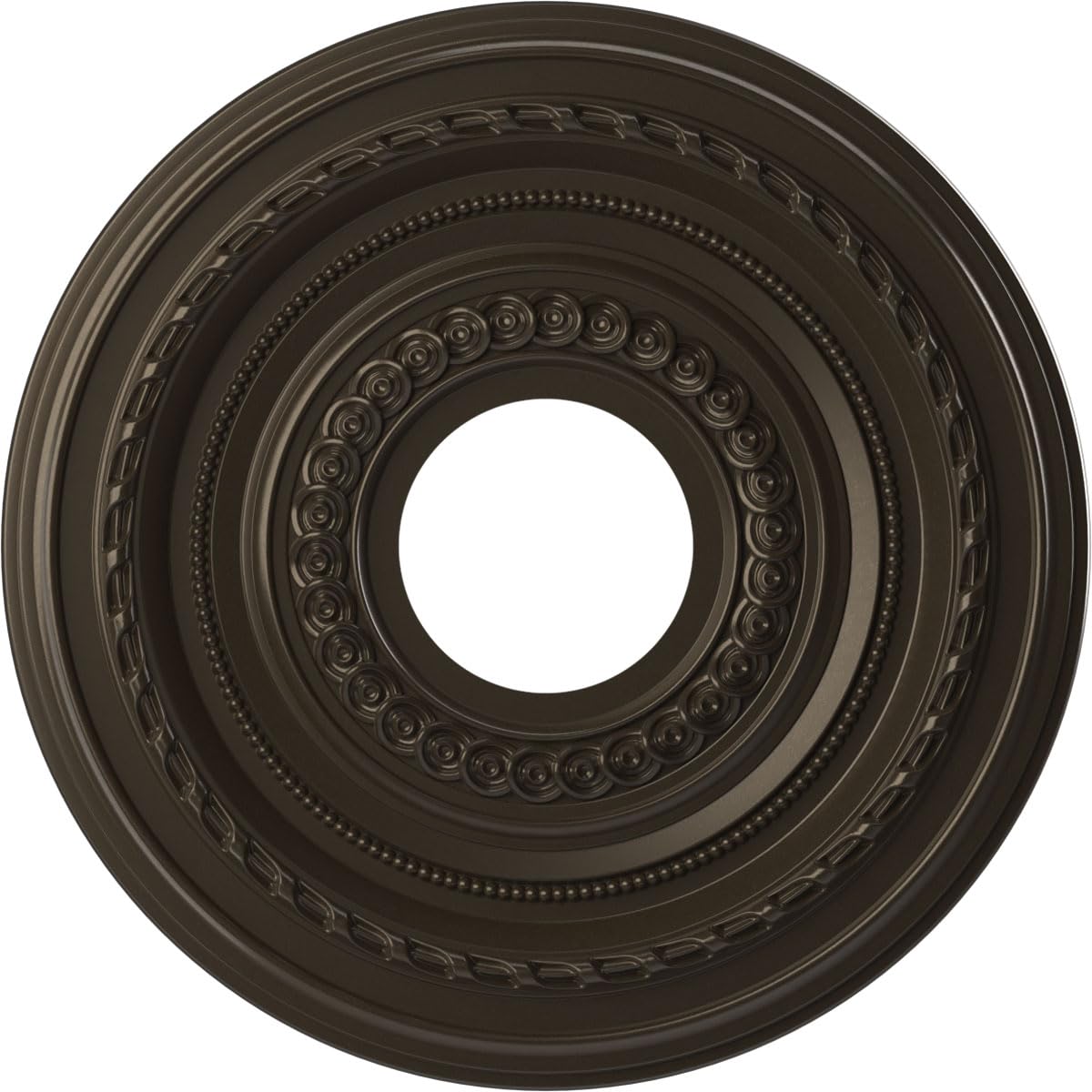Ekena Millwork 13Od X 3 1/2Id X 3/4P Cole Thermoformed Pvc Ceiling Medallion (Fits Canopies Up To 4 1/4), Metallic Dark Bronze