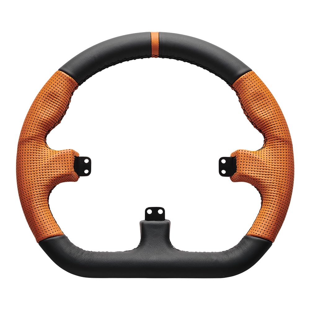 Asetek SimSports Closed D Orange Leather Rim | Interchangeable Sim Racing Steering Wheel Rim for Asetek SimSports Button Boxes | Easy and Fast Installment