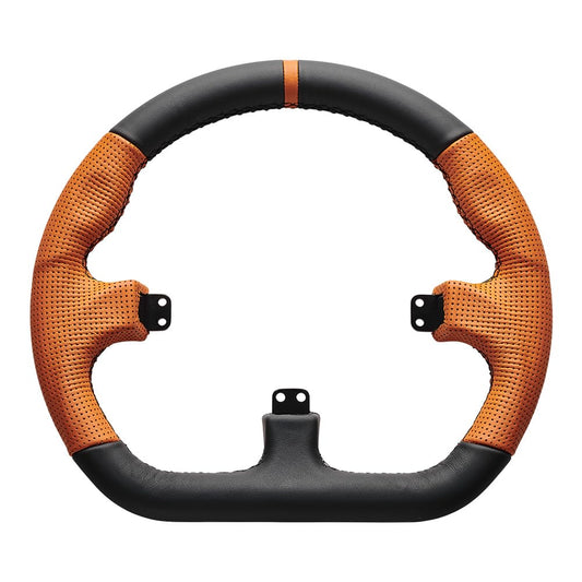 Asetek SimSports Closed D Orange Leather Rim | Interchangeable Sim Racing Steering Wheel Rim for Asetek SimSports Button Boxes | Easy and Fast Installment