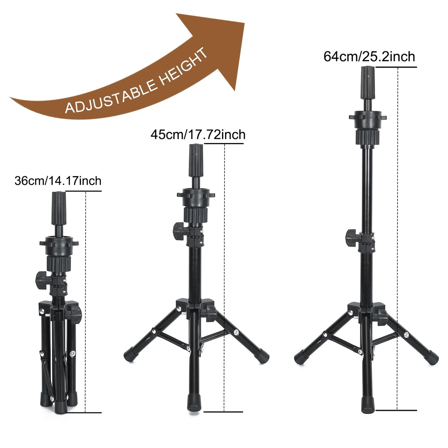 Ailsa 25 Wig Stand Tripod Adjustable Mannequin Head Stand Metal Mini Wig Head Stand for Training Mannequin Heads and Canvas Bloc