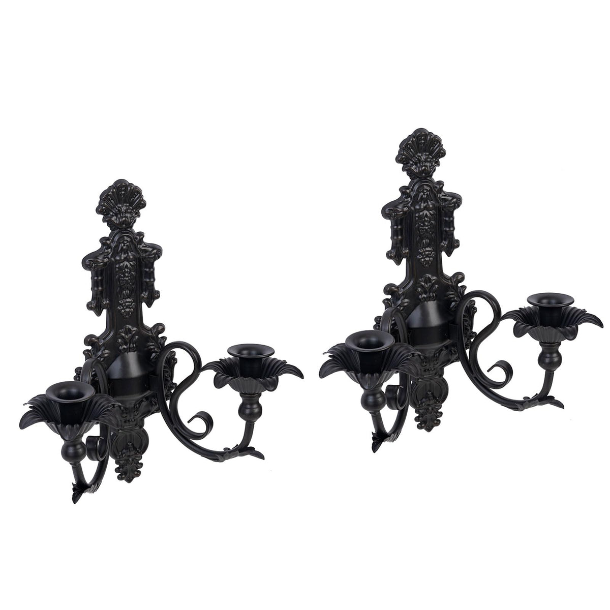 Candle Sconce(Set of 2)-Metal Gothic Wall Decorations-Rustic Home Decor-Black Wall Candle Sconces,Ideal for Stick Candles