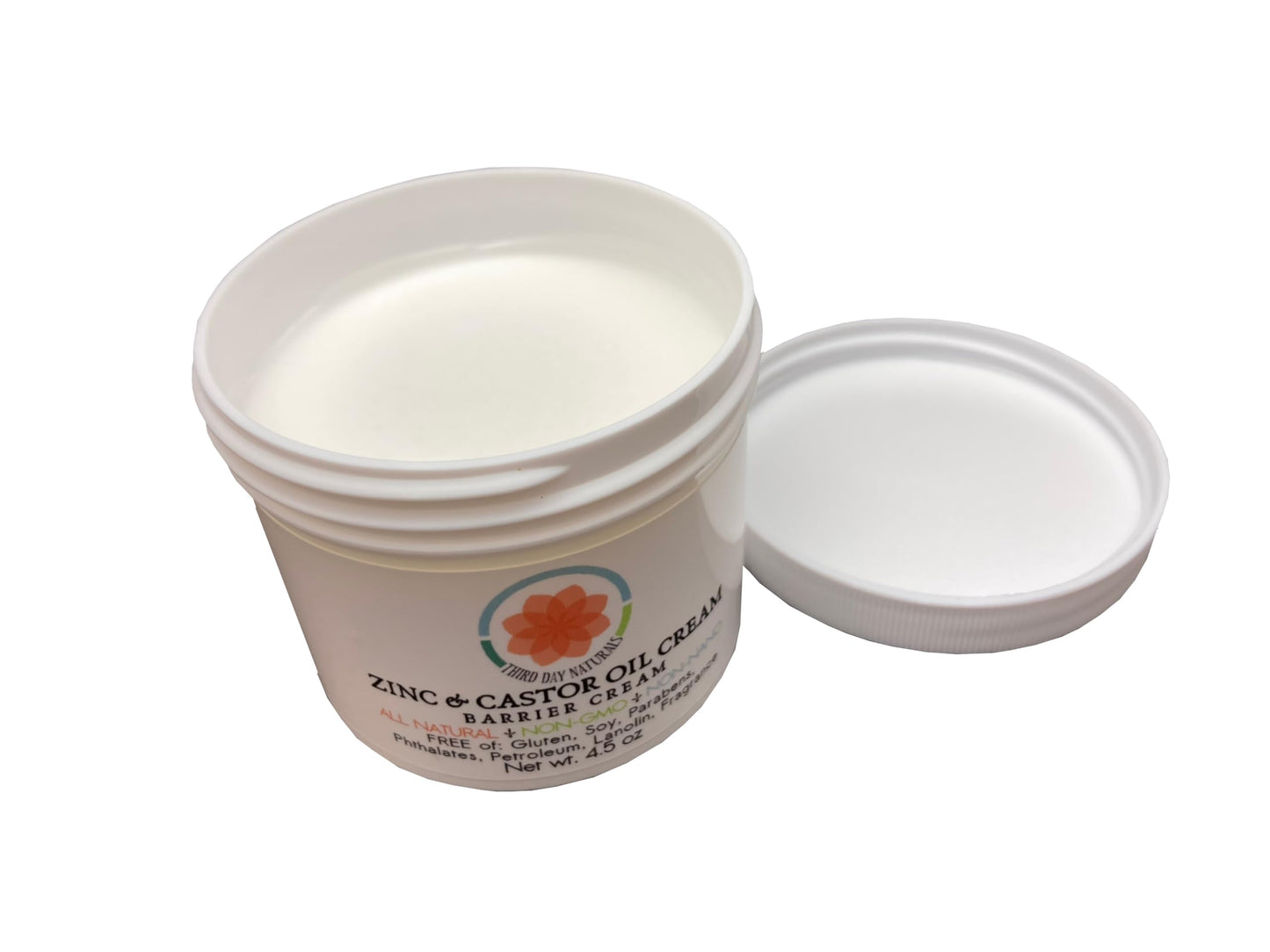 TD Naturals Zinc and Castor Oil Cream - Non-Nano and Non-Gmo Barrier Cream 4.5 oz