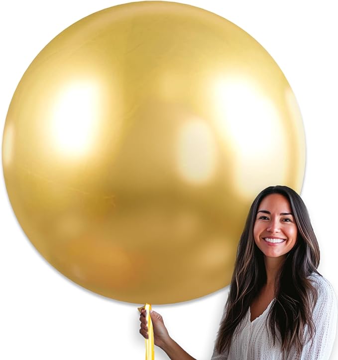 PartyWoo Metallic Gold Balloons 4pcs 36 Inch Extra Large Big Jumbo Giant Chrome Gold Latex Helium Balloons for Graduation ...