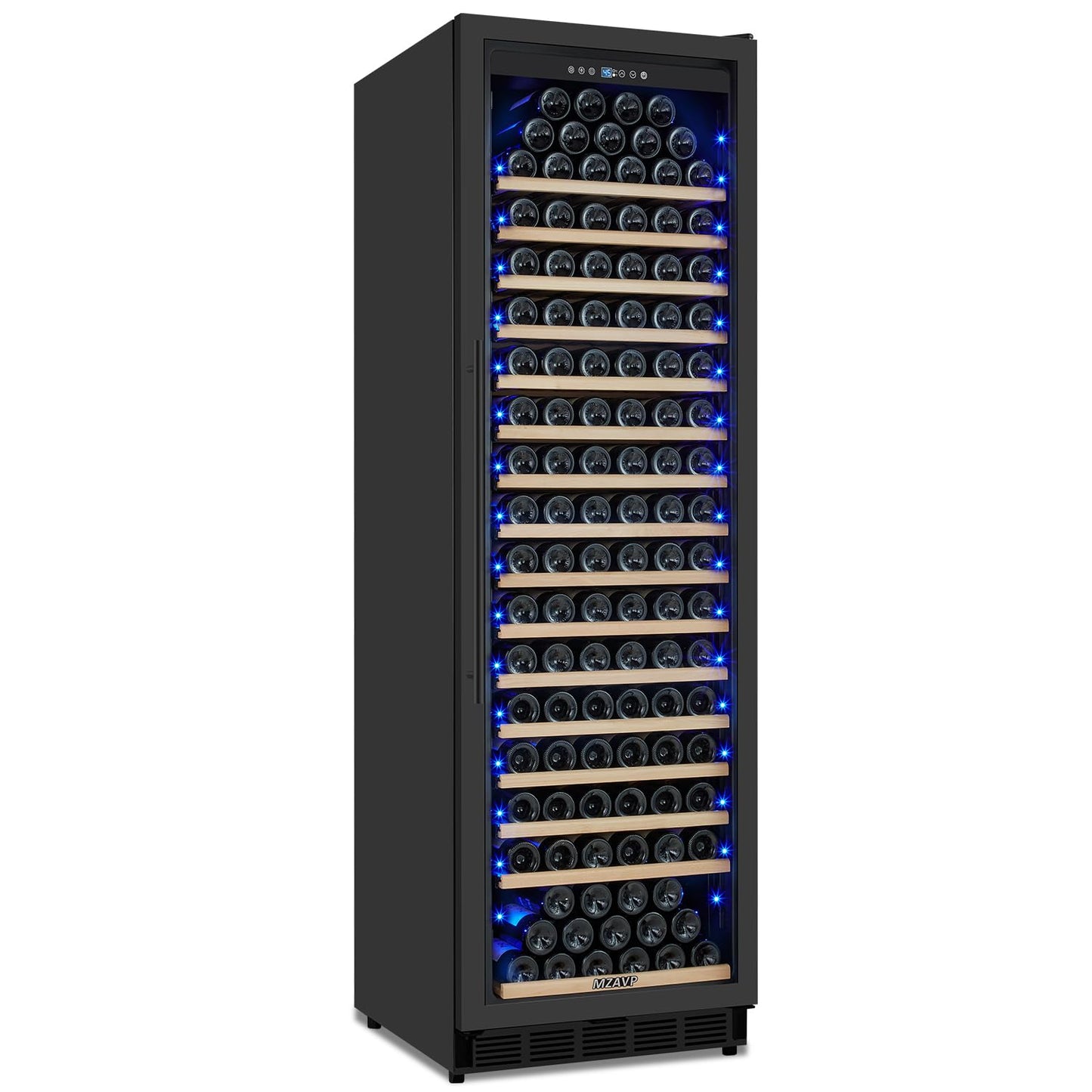 MZAVP Large Wine Fridge, 200 Bottles Wine Fridge with Fast Cooling and Intelligent Temperature Memory, Wine Cooler Refrigerator Freestanding or Built-in, Tall Wine Refrigerator with Glass Door, Black