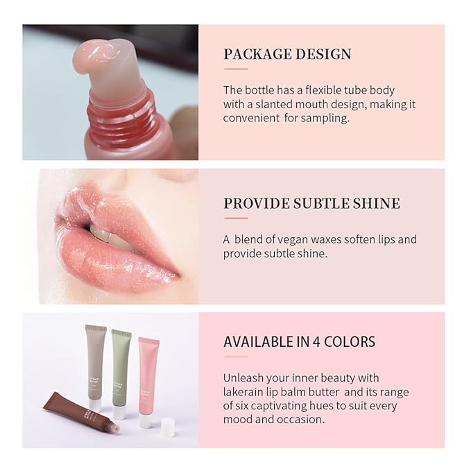 4 Flavors Lip Glossy Butter Balm Lip Tint Hydrating Lip Gloss Ultra-Hydrating & Nourishing Lip Care with Natural Ingredients (01# Vanilla)