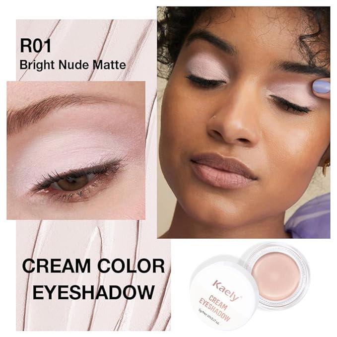 Single Cream Eye Shadow,Bright Nude Matte Natural Monochrome Eyeshadow Palette,Waterproof,Long Lasting Naturing-Looking,Vegan & Cruelty-Free,R01