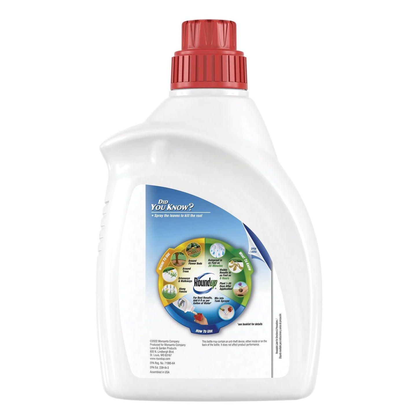 Roundup Weed and Grass Killer₄ Concentrate, Use Around Flower Beds and Trees, on Walkways, and in Other Areas in Yards, 64 fl. oz.