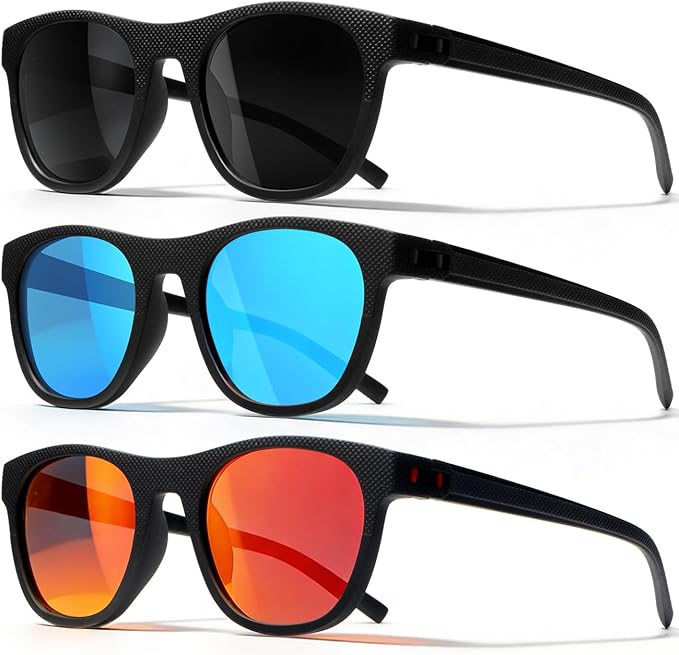 AWGSEE 3 Pack Polarized Sunglasses for Men Women, Lightweight UV Protection Sports Sun Glasses for Driving Fishing Golf
