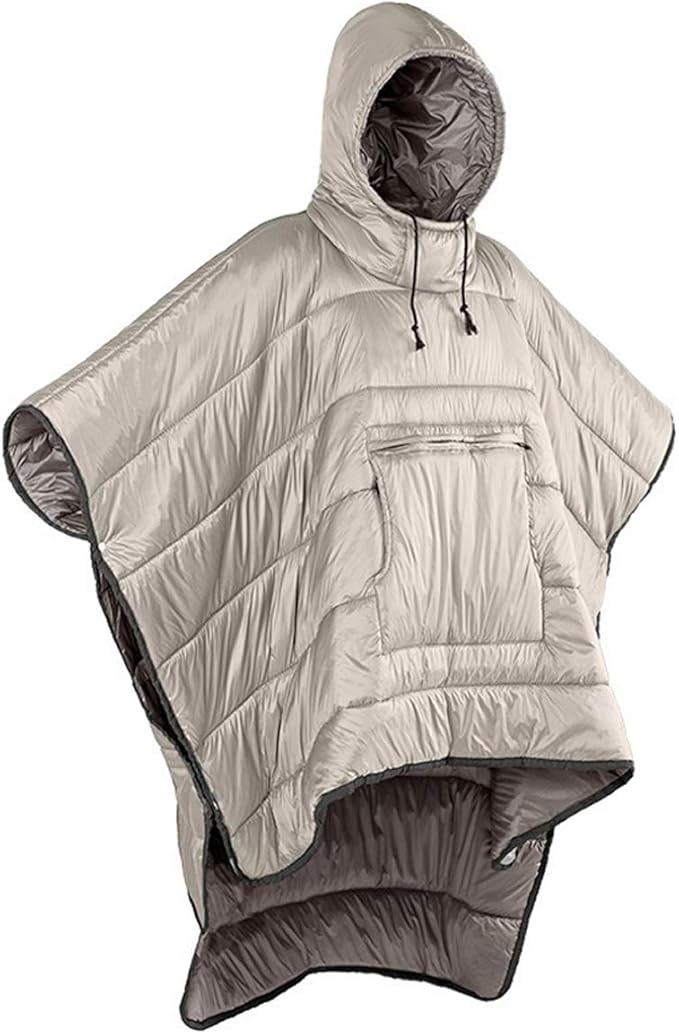 Gaorui Winter Poncho Coat Outdoor Camping Warmth Small Quilt Blanket Water-resisitant Sleeping Bag Cloak Cape with Hat for...