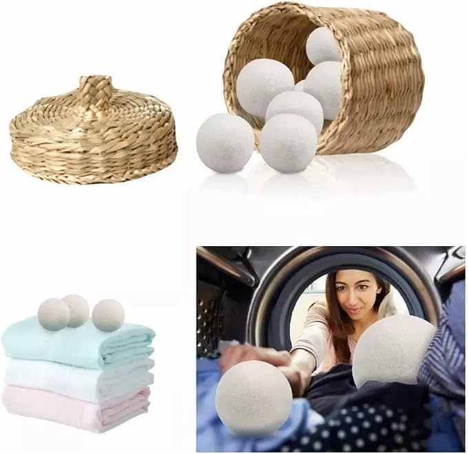 CHICIRIS Wool Dryer Balls, 6PCS Fabric Softener for Shortening Drying Time, Laundry Balls for Fluffy Fabrics, Baby Showers, Christmas