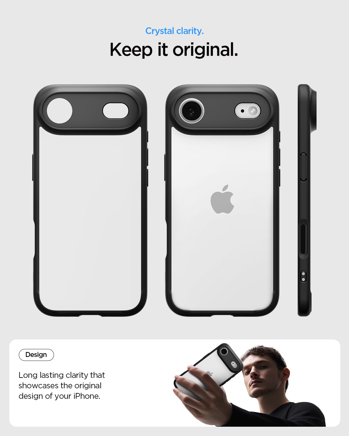 Spigen For Iphone Air Case, Ultra Hybrid [Tpu Covered Camera Control] [Anti-Yellowing] [No Magnet Ring] - Matte Black