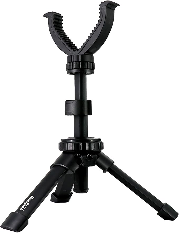 HUNTPAL Gun Rest Rifle Stand Tripod Shooting Stick for Range Table Bench Shooting Practice, Portable Adjustable Compact Aluminum Construction Gun Holder with 360° Swivel V Yoke Head