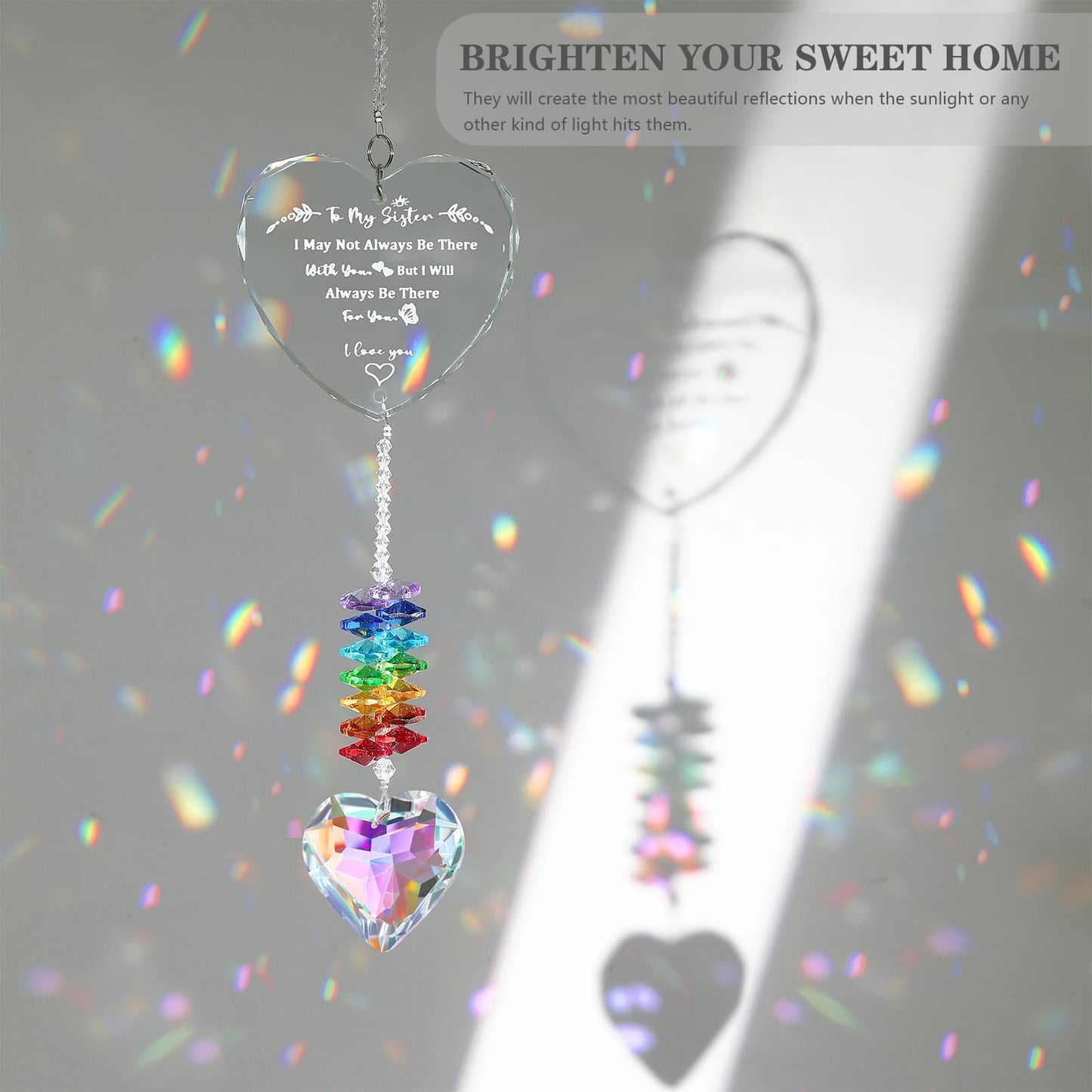 Sister Gifts, Crystal Suncatcher Gifts for Sister Birthday, Sisters Gifts from Sister, Unique Gifts for Sister, Window Hangings Home Decoration
