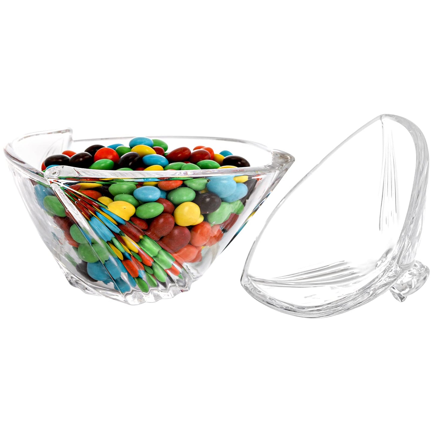 SOUJOY 2 Pack Glass Dish With Lid, Clear Covered Candy Bowl, Retro European Jar for Home Kitchen Office Table Halloween