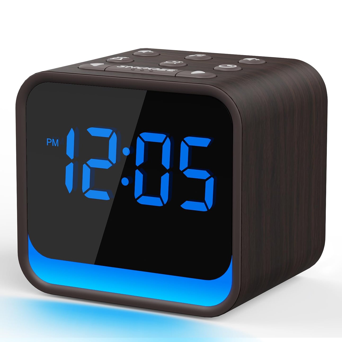 Housbay Wooden Sound Machine Alarm Clock for Bedrooms - Gentle Wake-Up with Birdsong, White Noise for Sleeping, Small Digital Clock for Phone-Free Routine - Walnut Wood