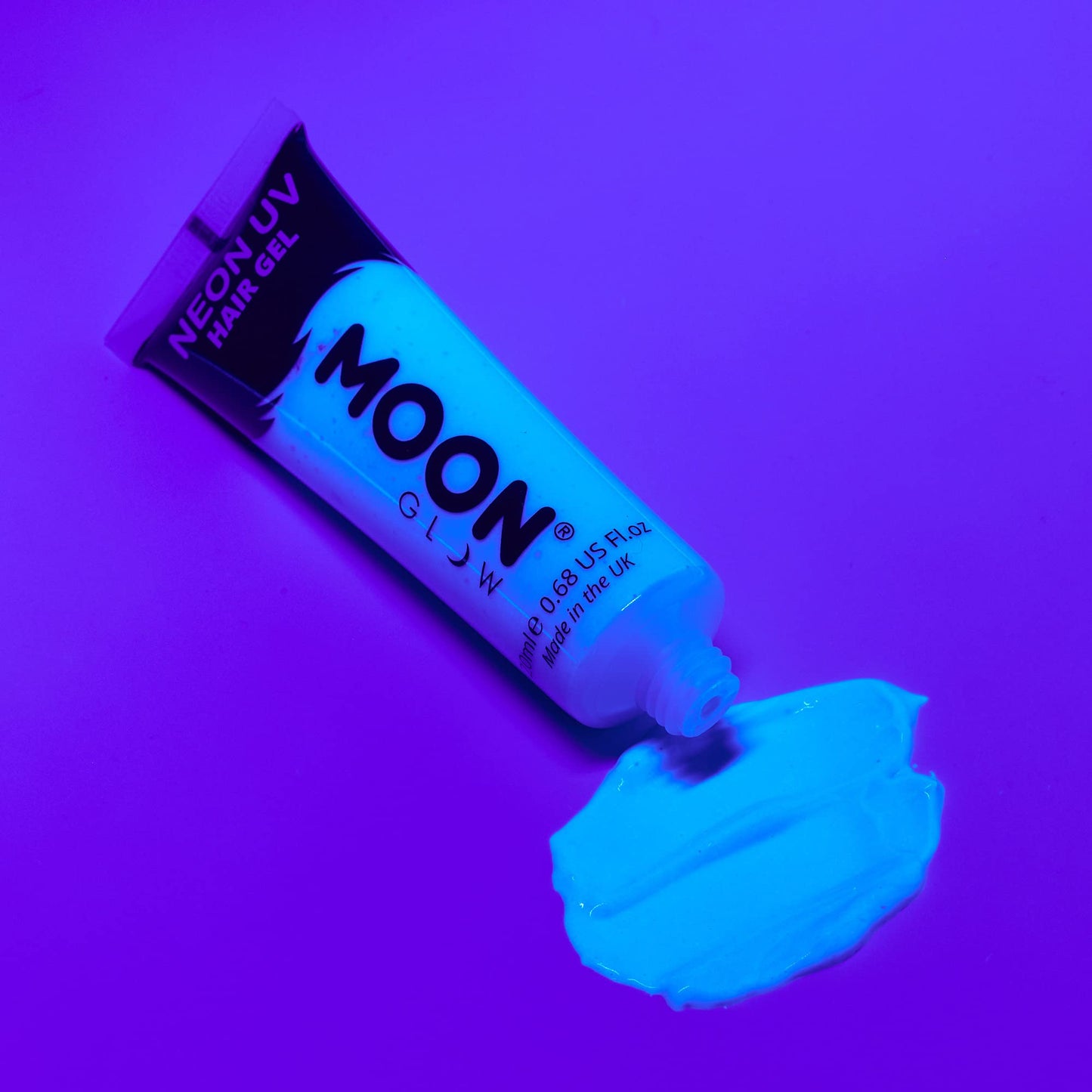Moon Glow - Blacklight Neon UV Hair Gel - 0.67oz Intense Blue - Temporary wash out hair color - Spike and Glow!