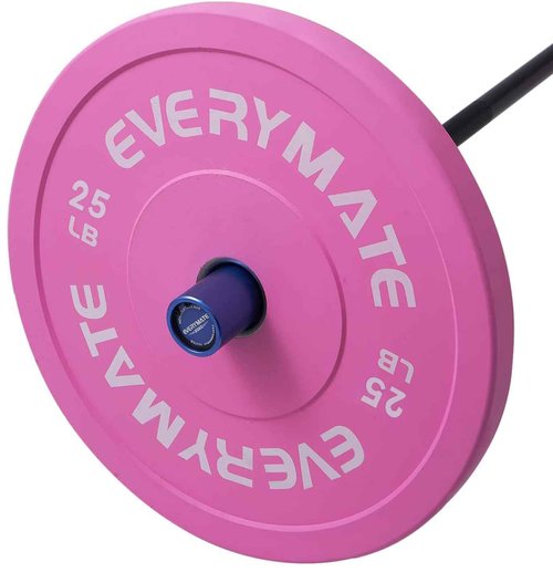 EVERYMATE 25LB Olympic Bumper Plates Pink Bumper Plates Set Weight Plates for Cross Training and Olympic Weightlifting, 2 Inch Bumper Plates,1 Bumper Plate