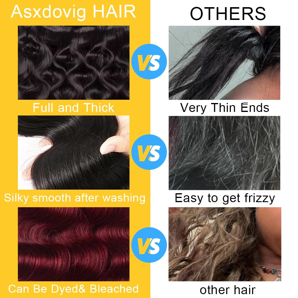 Asxdovig 12A Human Hair Bundles 20 Inch Body Wave Bundles Human Hair 100% Unprocessed Brazilian Virgin Hair Real Natural Black W