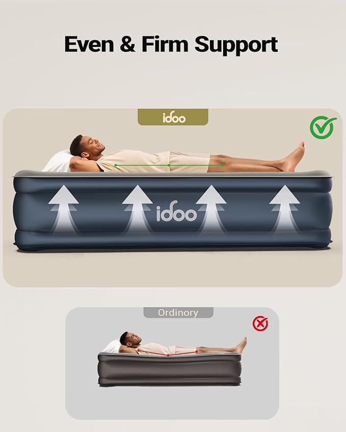 iDOO Twin XL Air Mattress Built in Pump, Upgraded Inflatable Blow up Mattress, 2-Min Twin Size Air Mattress for Home Guest, 80'' Extra Long Air Bed with Carry Bag, Colchon Inflable