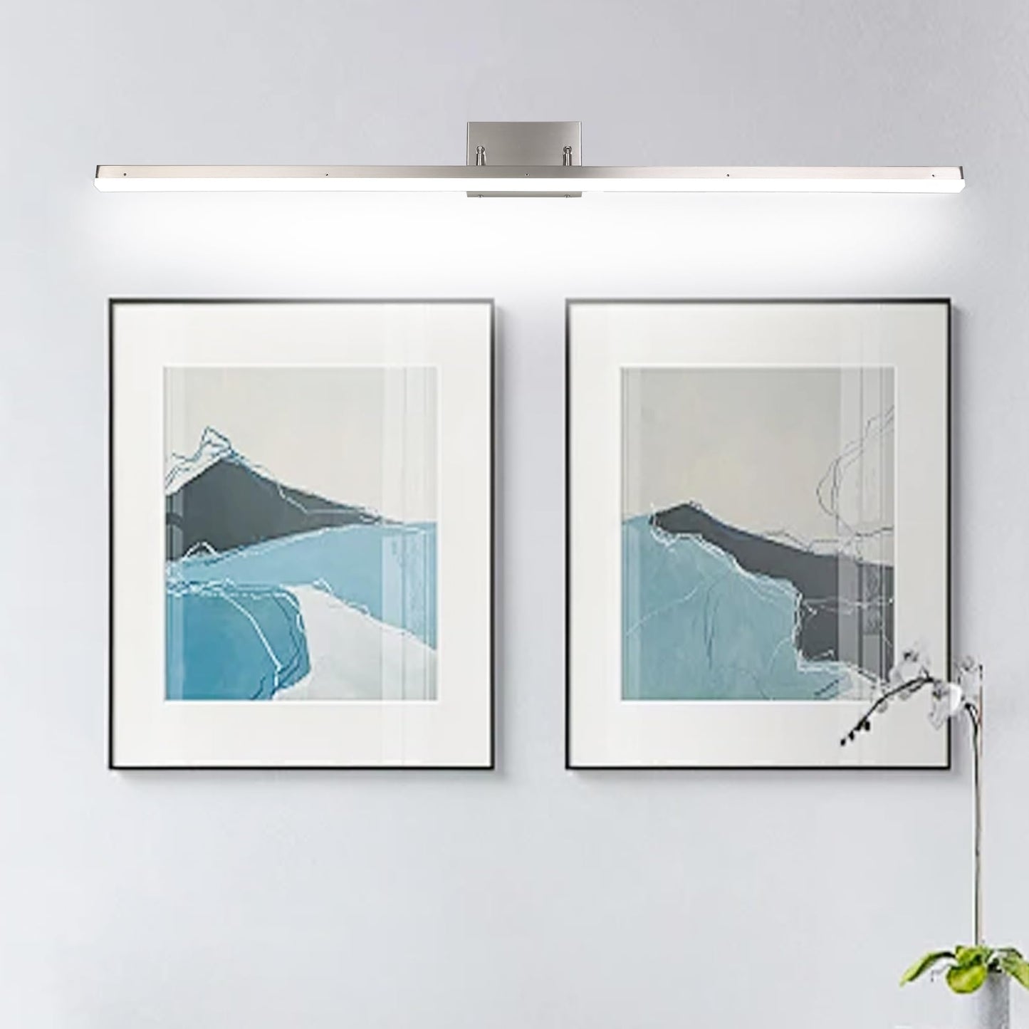 SOGOTING 48in Modern LED Brushed Nickel Vanity Light Bar, Adjustable Bathroom Light Fixtures Over Mirror, Dimmable 46W 3200LM 5000K Cool White