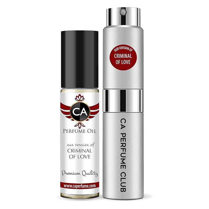 CA Perfume Duo Impression of Criminal Of Love For Women And Men Perfume Layering Set Long Lasting Travel Size EDP + Body Oil Roll-On Bottle 0.27 Fl Oz+0.33 Fl Oz
