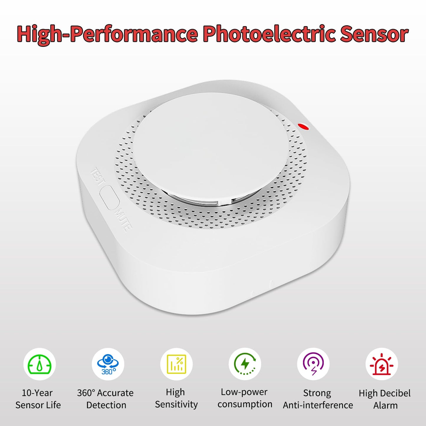 WARROXIDE Smoke Detectors for Home,Photoelectric Wireless Fire Alarms Replaceable Battery Powered,Portable Smoke Alarm with Test/Mute Button,Attic Smoke Detector,2 Pcs(Battery Not Included)