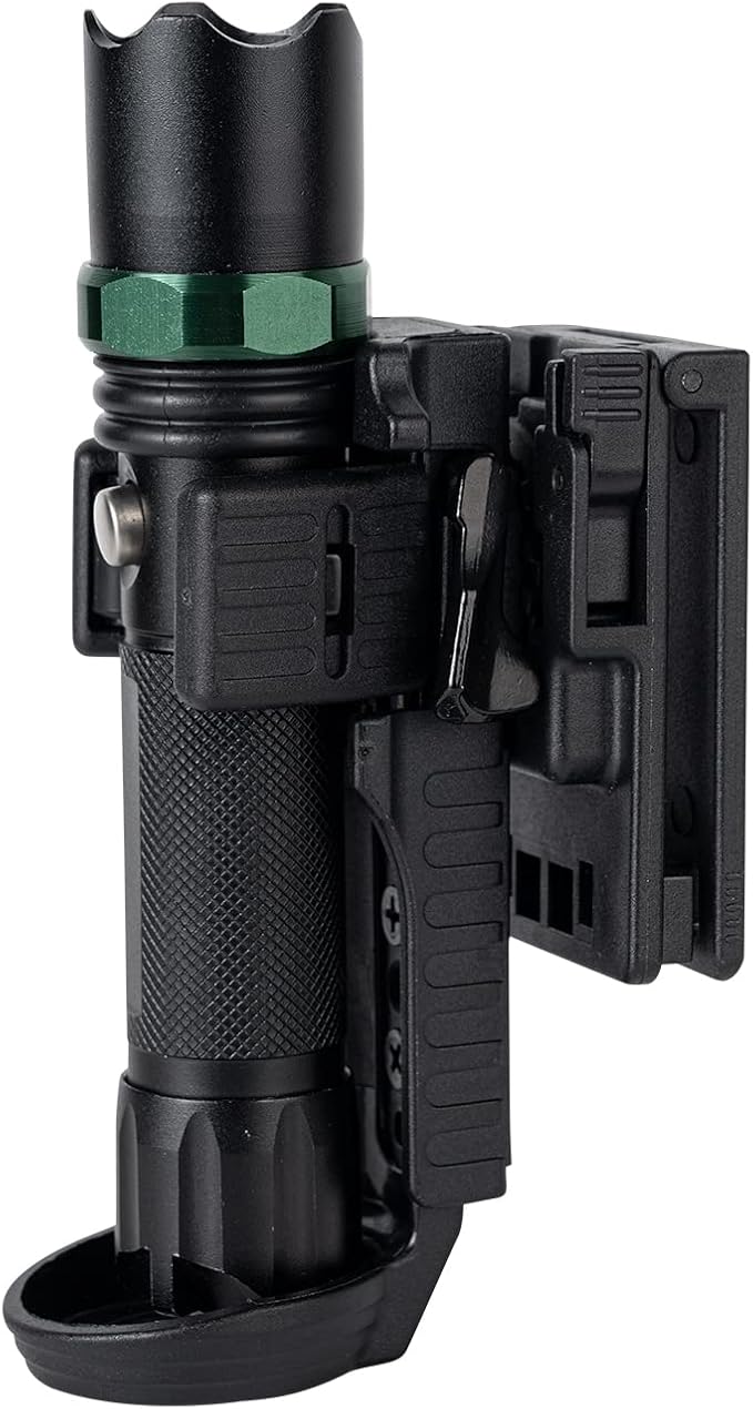 TACNEX Quick Release Flashlight Holder w/MOLLE Vest Clip Tactical Torch Holster Carrier Rotatable Light Carry Case Stand f...