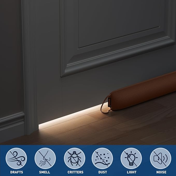 MAGZO Door Draft Stopper, 36 Inch Under Door Draft Blocker Noise Stopper, Weighted Wind Blocker Draft Guard for Bottom of Door, Brown