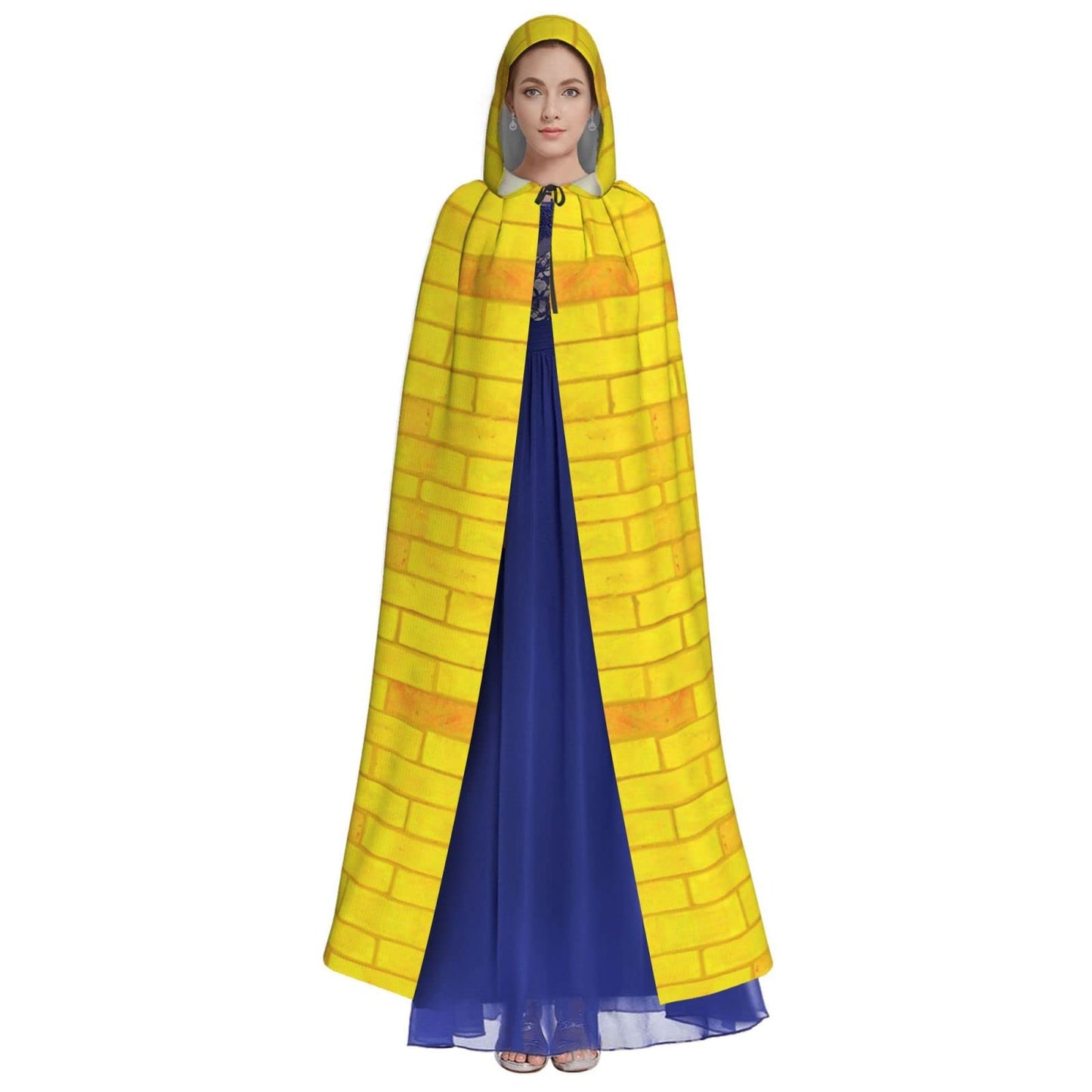 Aulwewd Brick Road of Yellow Halloween Hooded Cloaks Witch Robe Cloaks, Holiday Party Cosplay Costumes (Unisex)
