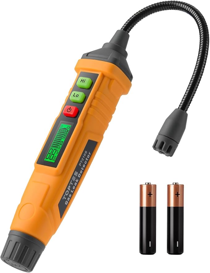 TopTes PT210S Gas Leak Detector, Natural Gas Detector with 4-inch Probe, Propane Leak Detector Locating Combustible Gases ...