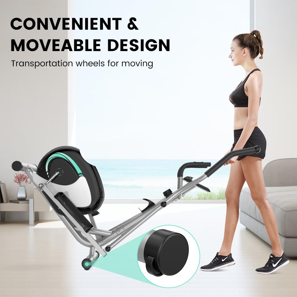 Dripex Elliptical Exercise Machine, Elliptical Machine for Home with 16 Resistance Levels, Quiet & Smooth Magnetic Elliptical Training Machines with 13.2 lb Flywheel, LCD Monitor & Pulse (Silver)