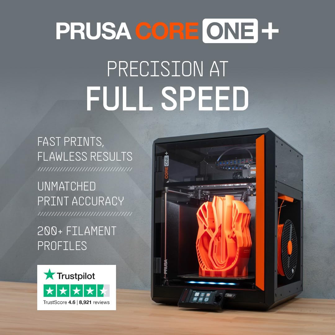 Original Prusa CORE One+ Full DYI 3D Printer Kit - for Home & Business - Professional & Beginner Friendly - Free HF Nozzle & Filament - Fast & Fully Enclosed - Large Print Area 9.8x8.6x10.6in