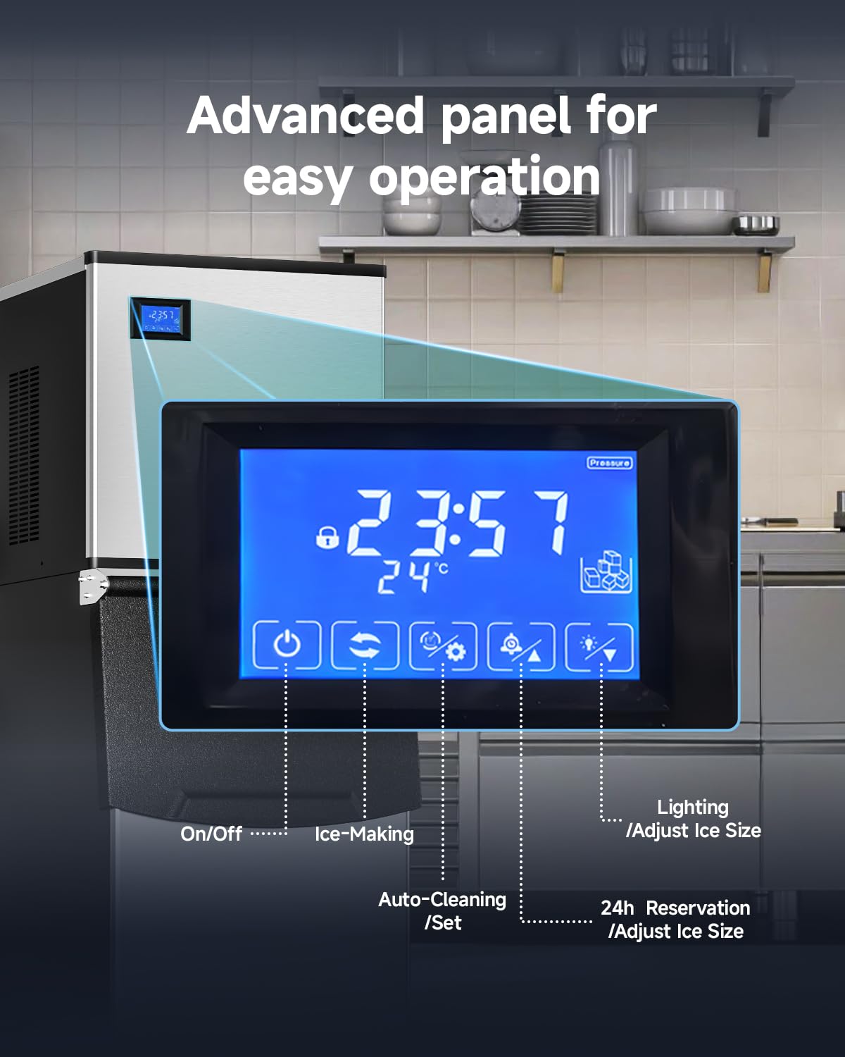 EUHOMY Commercial Ice Maker Machine, 550 lbs/24H Industrial Ice Machine with 300 lbs Storage Bin, SECOP Compressor, ETL Certified Stainless Steel Ice Maker for Bar, Cafe & Restaurant
