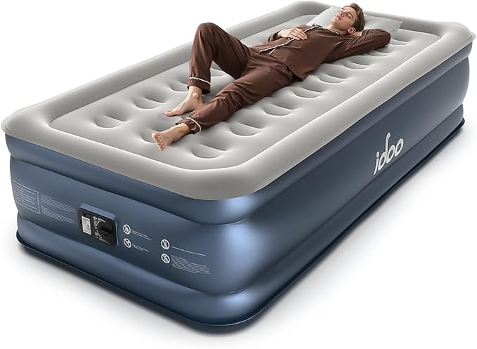 iDOO Twin XL Air Mattress Built in Pump, Upgraded Inflatable Blow up Mattress, 2-Min Twin Size Air Mattress for Home Guest, 80'' Extra Long Air Bed with Carry Bag, Colchon Inflable