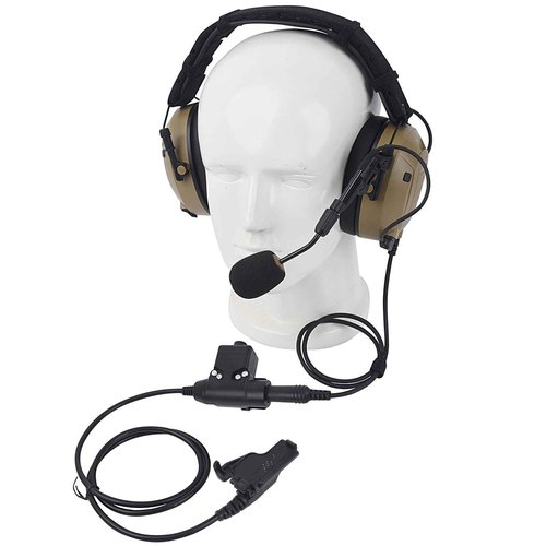 Pdflie NRR 26dB Noise Cancelling Military Airsoft Communication Headphones Tactical Headset with U94 Ptt Boom Mic for Motorola Radio xts1500 xts2500 xts3000 xts5000 xts5000r ht1000 (NATO US Wired)