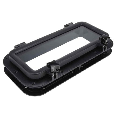 NovelBee 2pcs Boat Yacht Rectangle Opening Portlight Porthole,15-3/4" x 7-7/8" Hatch Porthole Replacement Window Port Hole for Marine Boat Yacht RV (Black)