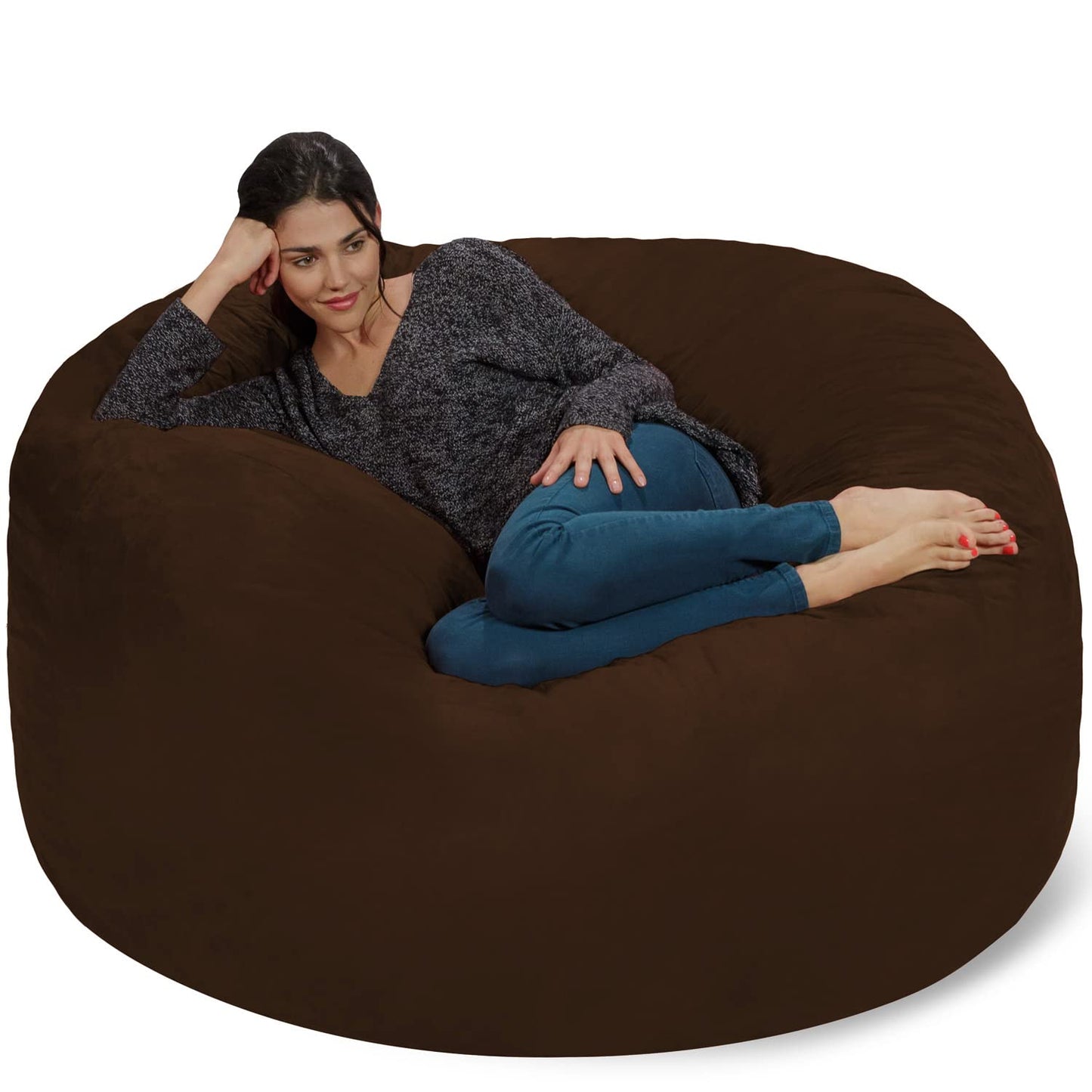 Chill Sack Bean Bag Chair: Giant 5' Memory Foam Furniture Bean Bag - Big Sofa with Soft Micro Fiber Cover - Cocoa Brown