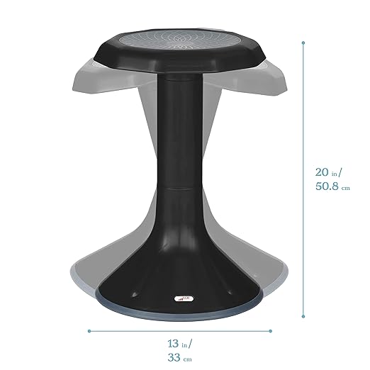 ECR4Kids ACE Active Core Engagement Wobble Stool, 20-Inch Seat Height, Flexible Seating, Black