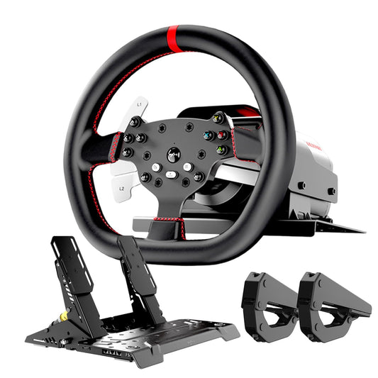 PXN V10 Ultra Direct Drive Racing Wheel & Pedals – 3.2Nm Force Feedback, 10.6'', 4 Paddle Shifters, Hall Effect 2-Pedal Set - Gaming Steering Wheel for Xbox Series X|S, Xbox One, PS4 & PC