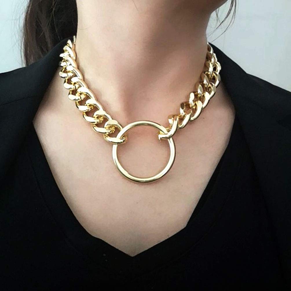 CIBIRICH Punk Chain Chunky Necklaces for women Multilayer Collar Necklace Gold