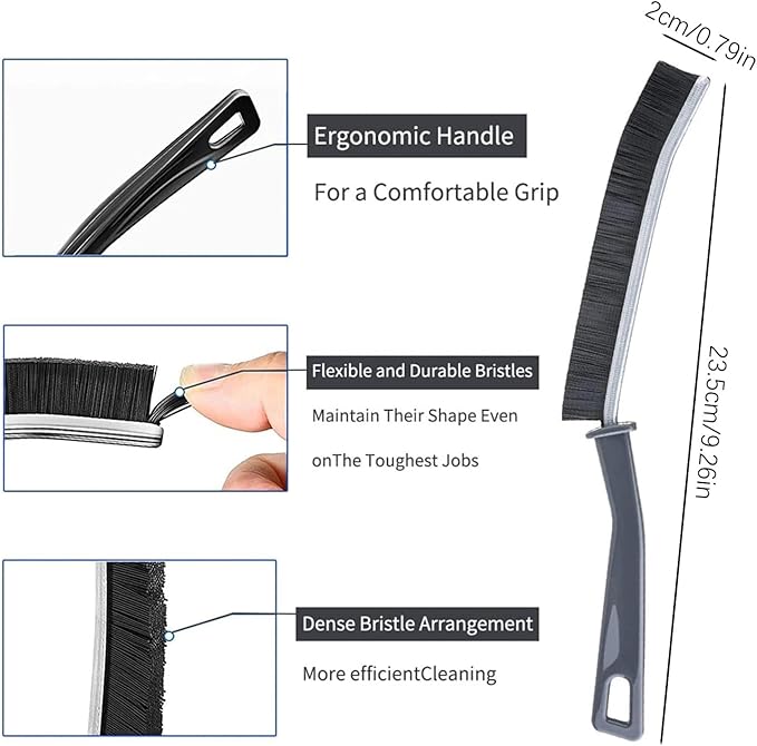 Gap Cleaning Brush, Crevice Cleaning Brush, Window Track Cleaning Tools, Kitchen Bathroom Cleaning Brushes, Wall Dust Brush, Small Scrub Brushes for Cleaning Small Spaces (Black, 5)
