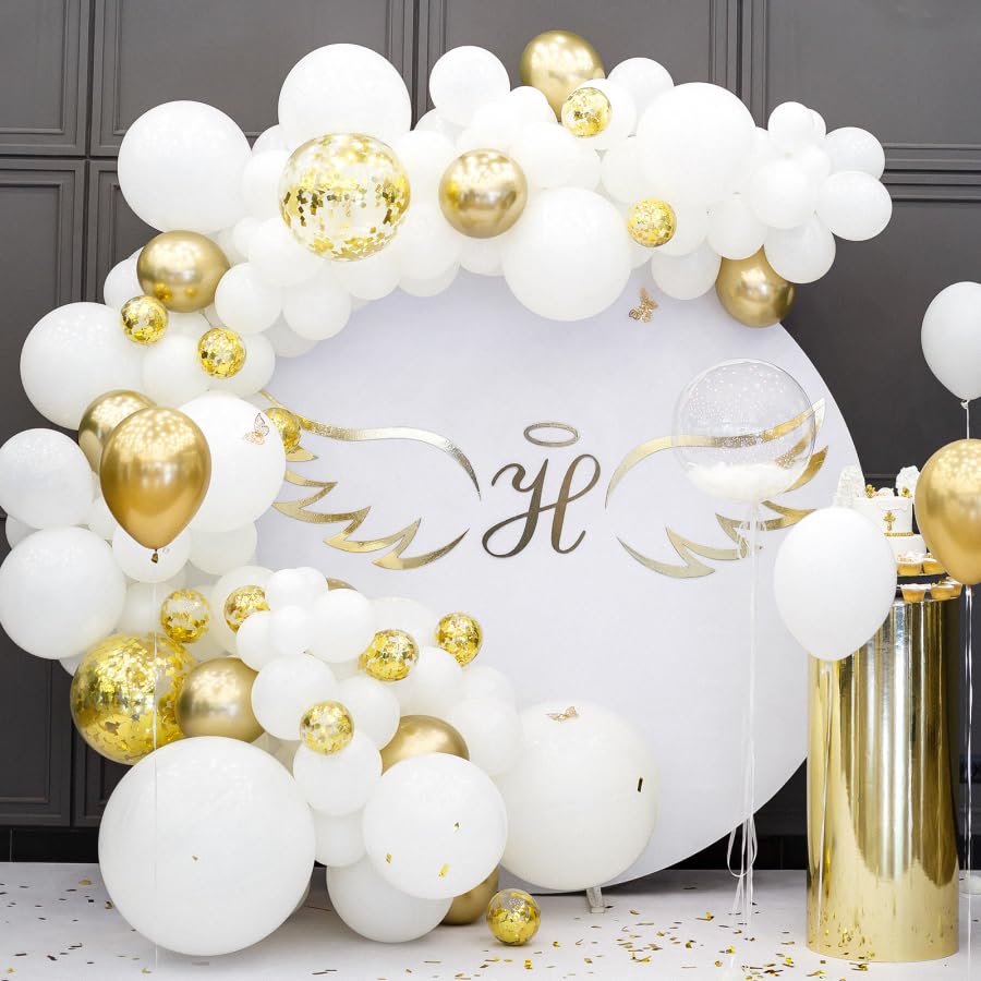 RUBFAC White Balloons 120pcs 12 Inches Latex Balloons for Birthday Baby Shower Engagement Bridal Shower Party Wedding Part...