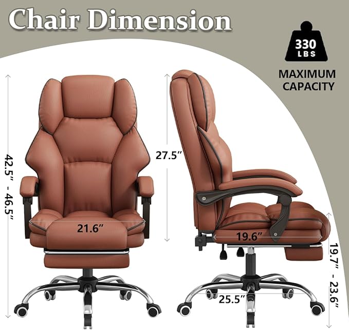 XUEGW Office Chair with Footrest Height Adjustable Gaming Computer Chair High Back Executive Swivel Desk Chairs